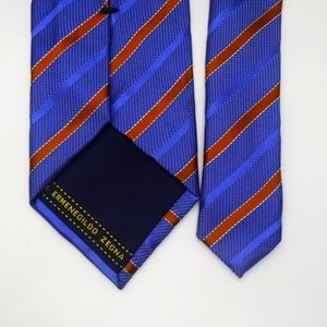 Ermenegildo Zegna Blue Striped Silk Tie 🇮🇹